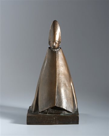 MANZU' GIACOMO (1908 - 1991) - CARDINALE SEDUTO.