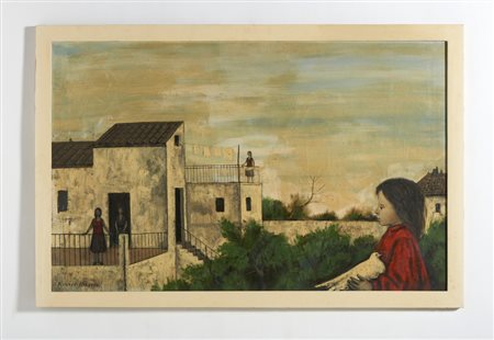 BUENO XAVIER (1915 - 1979) - BAMBINA NEL PAESAGGIO .