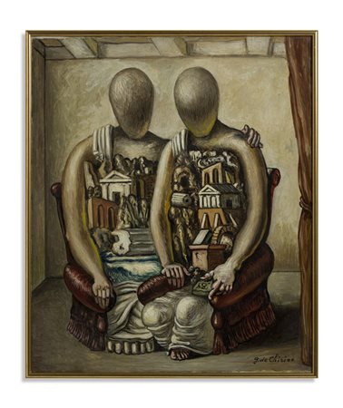 DE CHIRICO GIORGIO (1888 - 1978) - GLI ARCHEOLOGI (MANICHINI SEDUTI).