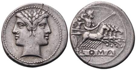 Anonymous, Quadrigatus, Syracusae, 218 BC; AR (6,52 g; 23,2 mm; 4 h)