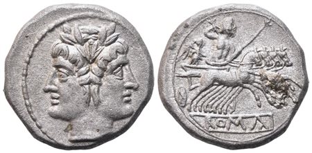 Anonymous, Quadrigatus, Capua, late 216 (?) BC; AR (5,27 g; 19,2 mm; 12 h)