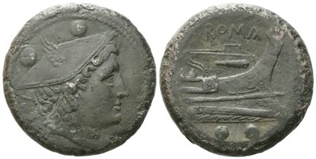 Anonymous, Sextans, c. 217-215 BC; Æ (25,76 g; 30,07 mm; 3 h) 