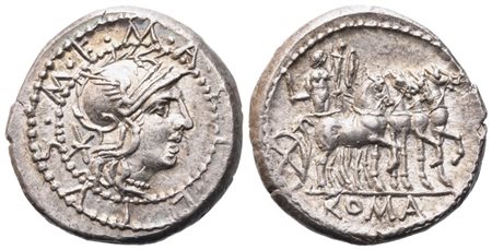 M. Acilius, Denarius, 130 BC; AR (3,96 g; 18,5 mm; 12 h)
