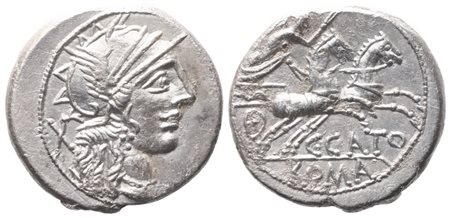 C. Porcius Cato, Denarius, 123 BC; AR (3,79 g; 18,8 mm; 12 h)