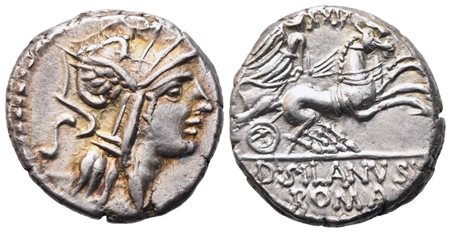 D. Iunius Silanus, Denarius, 91 BC; AR (3,98 g; 16,5 mm; 3 h)