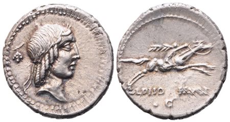 L. Calpurnius Piso Frugi, Denarius, 90 BC; AR (3,95 g; 19,3 mm; 6 h)