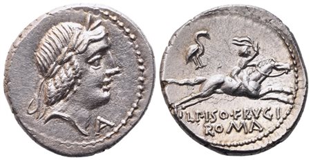 L. Calpurnius Piso Frugi, Denarius, 90 BC; AR (4,11 g; 18,5 mm; 6 h)