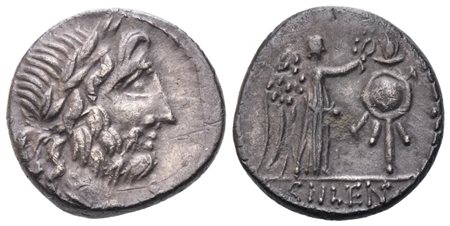 Cn. Cornelius Lentulus Clodianus, Quinarius, 88 BC; AR (1,89 g; 14,2 mm; 9 h)