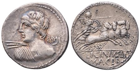 C. Licinius Macer, Denarius, 84 BC; AR (3,90 g; 19,6 mm; 6 h)