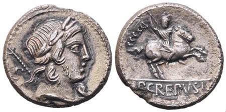  P. Crepusius, Denarius, 82 BC; AR (4 g; 17 mm; 4 h)