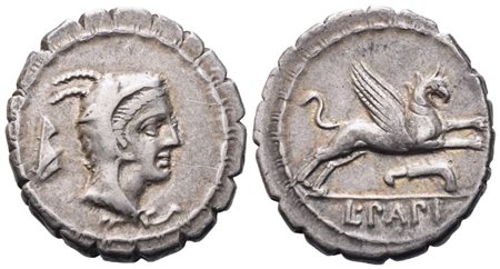 L. Papius, Denarius serratus, 79 BC; AR (3,88 g; 19,2 mm; 12 h)