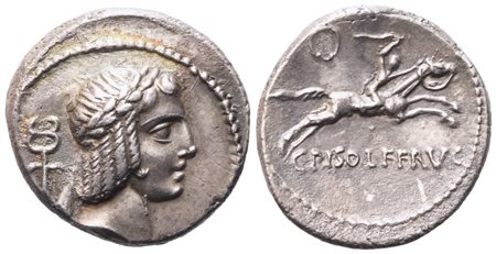 C. Calpurnius Piso Frugi, Denarius, 67 BC; AR (3,74 g; 18 mm; 7 h)