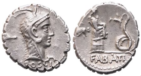 L. Roscius Fabatus, Denarius serratus, 64 BC; AR (3,80 g; 18 mm; 6 h)