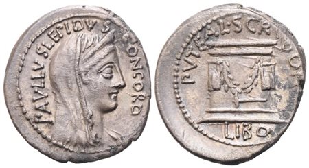 L. Aemilius Lepidus Paullus and L. Scribonius Libo, Denarius, 62 BC; AR (3,97 g; 20,7 mm; 6 h)