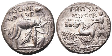 M. Aemilius Scaurus and P. Plautius Hypsaeus, Denarius, 58 BC; AR (3,90 g; 16,4 mm; 8 h)