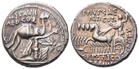 M. Aemilius Scaurus and P. Plautius Hypsaeus, Denarius, 58 BC; AR (3,76 g; 17,4 mm; 6 h)