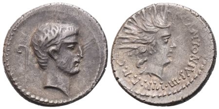  Mark Antony, Denarius, 42 BC; AR (3,70 g; 17,7 mm; 9 h)