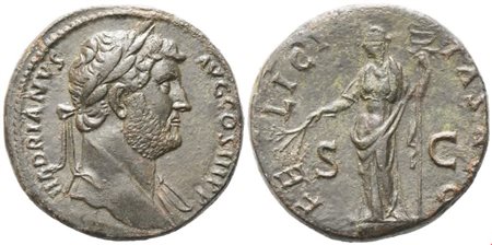 Hadrian (117-138), Sestertius, Rome, c. 134-138; Æ (27,76 g; 31 mm; 6 h)
