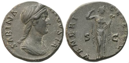 Sabina, Dupondius or As struck under Hadrian, 128-136/7; Æ (10,97 g; 23,4 mm; 6 h)