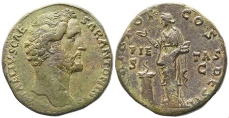 Antoninus Pius as Caesar, Sestertius struck under Hadrian, Rome, February 25th - July 10th 138; Æ (24,53 g; 29,5 mm; 11 h)