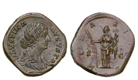 Faustina II, Sestertius struck under Marcus Aurelius, Rome, 161-176; Æ (27,58 g; 33 mm; 1 h)