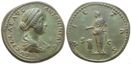 Lucilla, Sestertius struck under Marcus Aurelius and Lucius Verus, Rome, 161-162; Æ (26,78 g; 32 mm; 12 h)