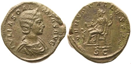 Julia Soaemias, Sestertius struck under Elagabalus, 221-222; Æ (23,67 g; 32,7 mm; 12 h)