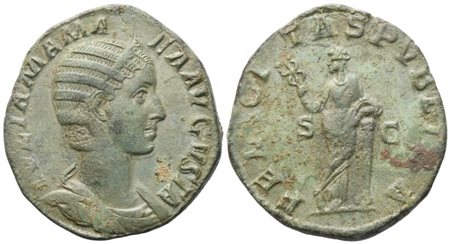 Julia Mamaea, Sestertius struck under Severus Alexander, Rome, 228; Æ(16,92 g; 29,8 mm; 12 h)