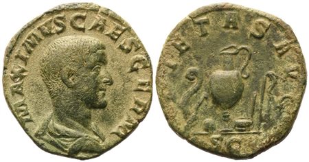 Maximus as Caesar, Sestertius struck under Maximinus I, Rome, 236-237; Æ (18,70 g; 29,6 mm; 12 h)
