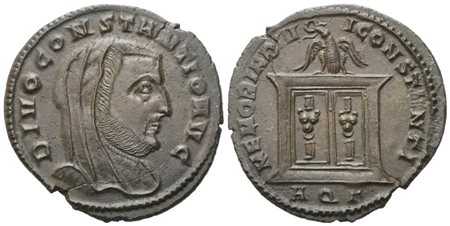 Divus Constantius I (died 306), Follis struck under Constantine I, Aquileia, 307-308; Æ (6,03 g; 26 mm; 6 h) 