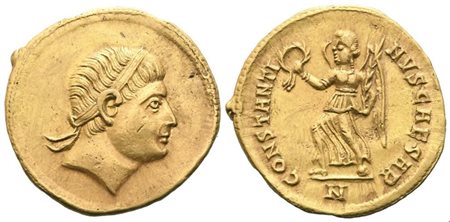 Constantine II as Caesar, Solidus struck under Constantine I, Nicomedia, 325-326; AV (4,40 g; 18,8 mm; 6 h)