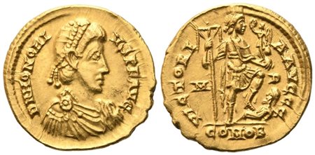 Honorius (393-423), Solidus, Milan, 395-402; AV (4,39 g; 20 mm; 12 h)