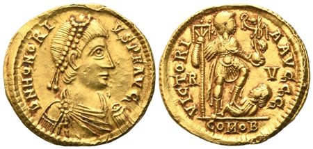 Honorius (393-423), Solidus, Ravenna, 402-406; AV (4,46 g; 21,2 mm; 6 h)