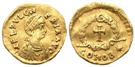 Aelia Pulcheria, Tremissis struck under Theodosius II, Constantinople, 444; AV (1,34 g; 13 mm; 12 h)