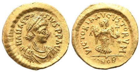 Anastasius I (491-518), Tremissis, Constantinople, 492-518; AV (1,38 g; 14 mm; 7 h)