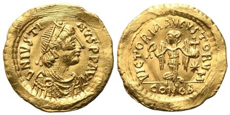 Justin I (518-527), Tremissis, Constantinople; AV (1,48 g; 14 mm; 6 h)