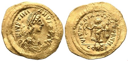 Justinian I (527-565), Tremissis, Constantinople; AV (1,48 g; 18 mm; 6 h)