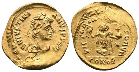 Justinian I (527-565), Tremissis, Constantinople; AV (1,44 g; 16,2 mm; 6 h)