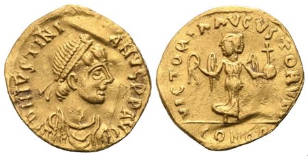 Justinian I (527-565), Half Tremissis (?), Constantinople; AV (0,90 g; 13 mm; 6 h)