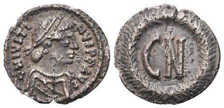 Justin II (565-578), Quarter Siliqua, Ravenna; AR (0,70 g; 12,7 mm; 6 h)