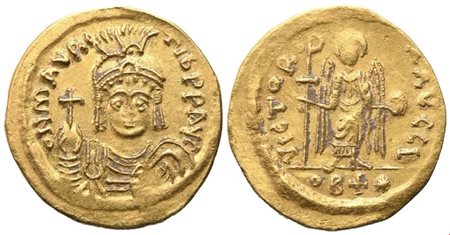 Maurice Tiberius (582-602), Solidus of 21 (?) Siliquae, Constantinople; AV (3,50 g; 19,5 mm; 6 h)