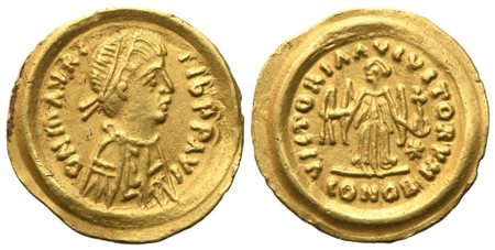 Maurice Tiberius (582-602), Tremissis, Ravenna; AV (1,49 g; 15,4 mm; 6 h)