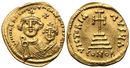 Heraclius (610-641) with Heraclius Constantine, Solidus, Constantinople; AV (4,46 g; 19,5 mm; 7 h)