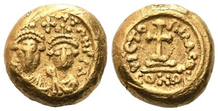 Heraclius (610-641) with Heraclius Constantine, Solidus, Carthage, c. 619-620; AV (4,49 g;10,8 mm; 5 h)