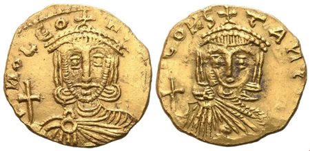 Leo III (717-741) with Constantine V, Solidus, Syracuse; AV (3,86 g; 16,8 mm; 5 h)