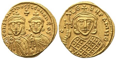 Constantine V (741-775) with Leo IV and Leo III, Solidus, Constantinople; AV (4,46 g; 19,5 mm; 6 h)