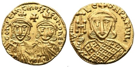 Constantine V (7401-775) with Leo IV and Leo III, Solidus, Constantinople; AV (4,48 g; 19,6 mm; 6 h)