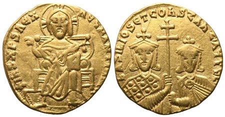 Basil I (867-886) with Constantine, Solidus; Constantinople; AV (4,29 g; 18,3 mm; 6 h)
