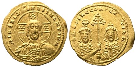 Basil II (976-1025) with Constantine VIII, Histamenon nomisma, Constantinople, c. 1001-1005; AV (4,39 g; 23,2 mm; 6 h)