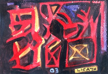 LICATA RICCARDO (Torino 1929) "Senza titolo" Tempera su carta cm. H: 12.00 L:...